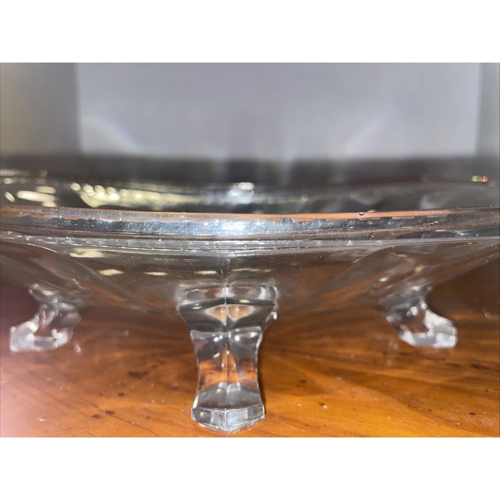 Antique EAPG  Clear Glass Celery Dish With Greek Key Design And 4 Feet - Picture 6 of 7